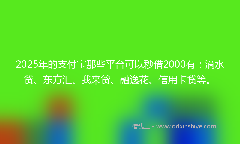 2025年的支付宝那些平台可以秒借2000有：滴水贷、东方汇、我来贷、融逸花、信用卡贷等。