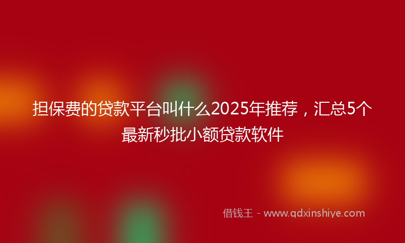 担保费的贷款平台叫什么2025年推荐，汇总5个最新秒批小额贷款软件