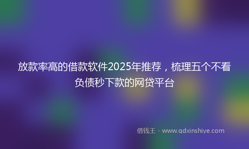 放款率高的借款软件2025年推荐，梳理五个不看负债秒下款的网贷平台