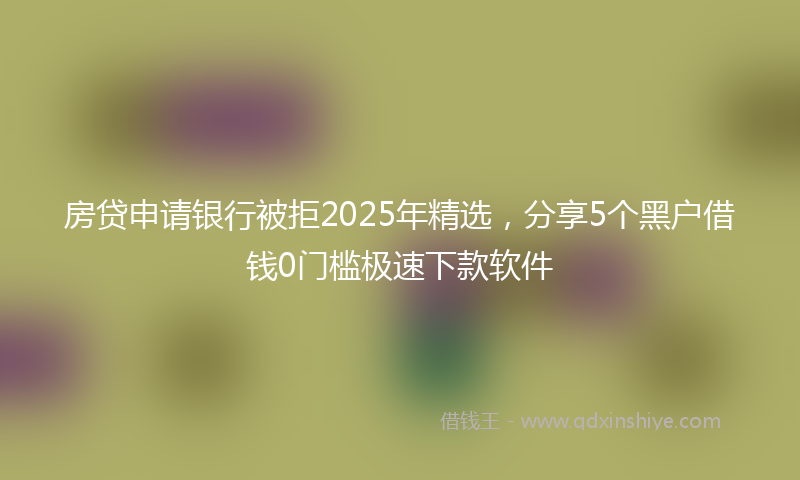 房贷申请银行被拒2025年精选，分享5个黑户借钱0门槛极速下款软件