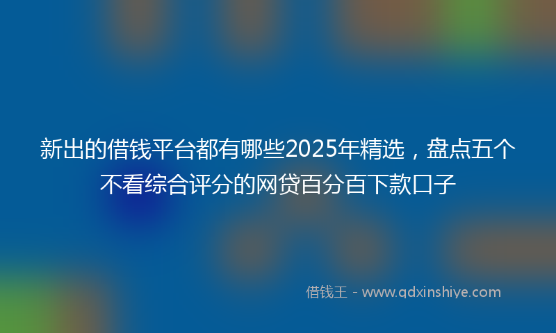 新出的借钱平台都有哪些2025年精选，盘点五个不看综合评分的网贷百分百下款口子