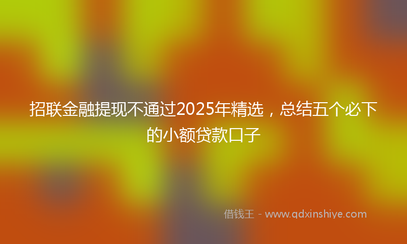 招联金融提现不通过2025年精选，总结五个必下的小额贷款口子