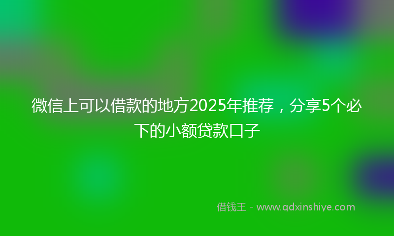 微信上可以借款的地方2025年推荐，分享5个必下的小额贷款口子