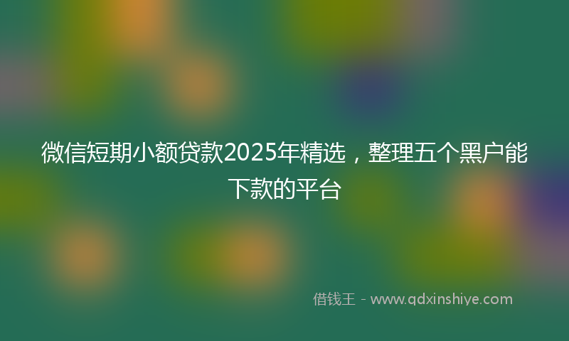 微信短期小额贷款2025年精选，整理五个黑户能下款的平台