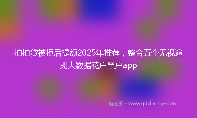 拍拍贷被拒后提额2025年推荐，整合五个无视逾期大数据花户黑户app
