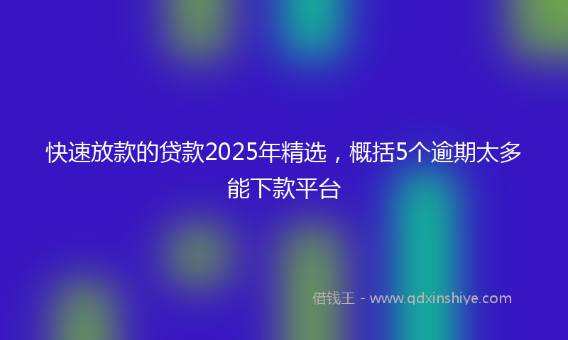 快速放款的贷款2025年精选，概括5个逾期太多能下款平台