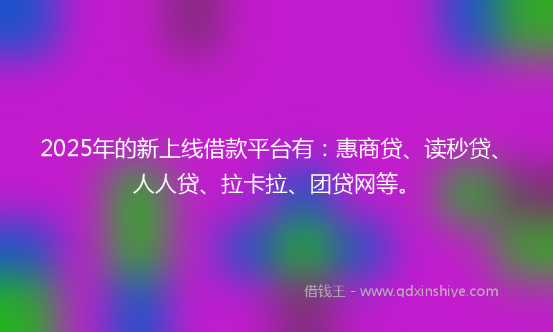 2025年的新上线借款平台有：惠商贷、读秒贷、人人贷、拉卡拉、团贷网等。