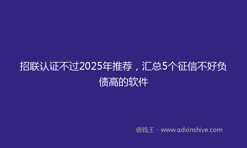 招联认证不过2025年推荐，汇总5个征信不好负债高的软件