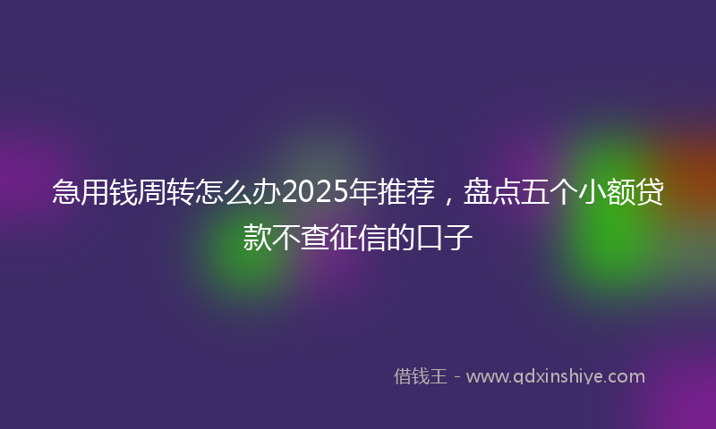 急用钱周转怎么办2025年推荐，盘点五个小额贷款不查征信的口子