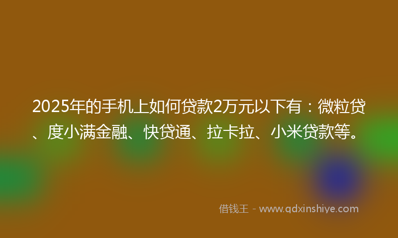2025年的手机上如何贷款2万元以下有：微粒贷、度小满金融、快贷通、拉卡拉、小米贷款等。