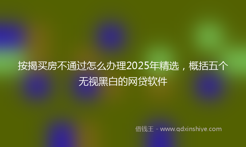 按揭买房不通过怎么办理2025年精选，概括五个无视黑白的网贷软件