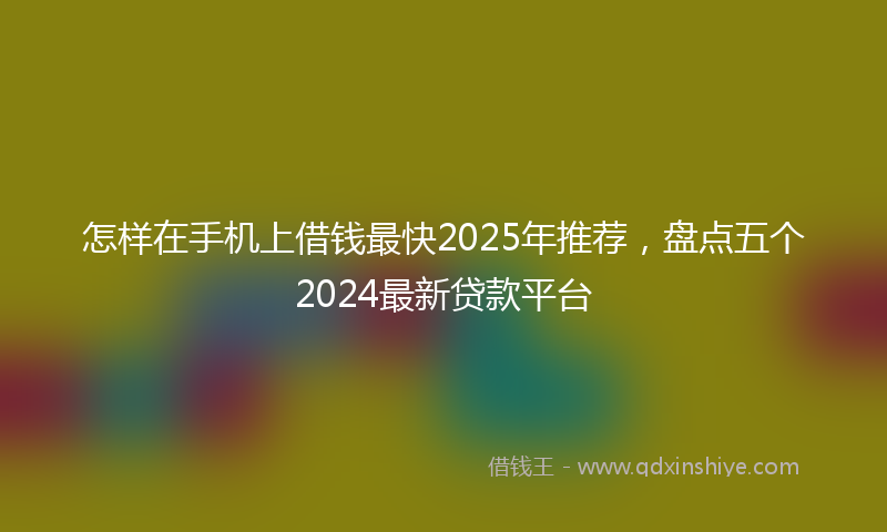 怎样在手机上借钱最快2025年推荐，盘点五个2024最新贷款平台