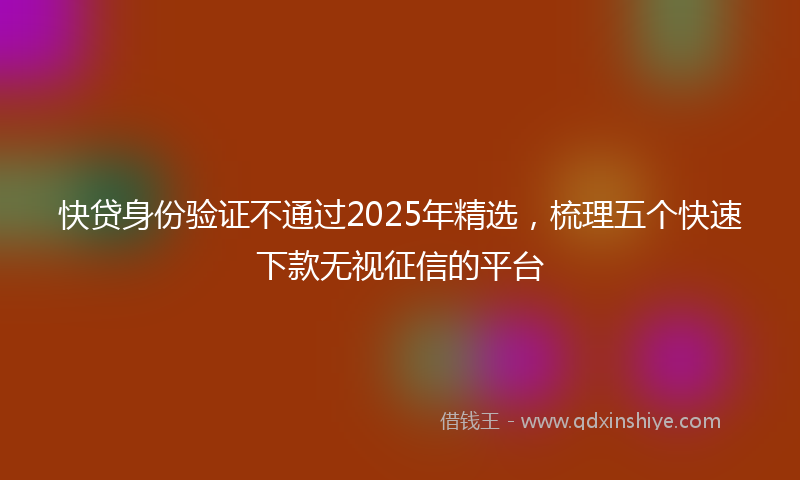 快贷身份验证不通过2025年精选，梳理五个快速下款无视征信的平台