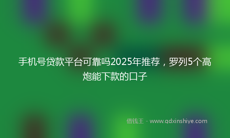 手机号贷款平台可靠吗2025年推荐，罗列5个高炮能下款的口子