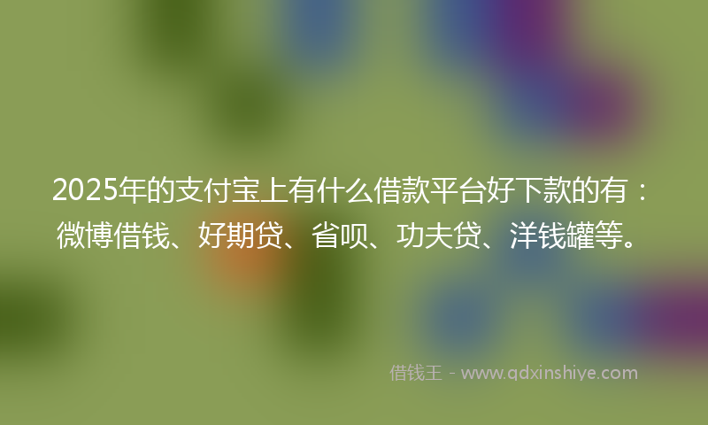 2025年的支付宝上有什么借款平台好下款的有：微博借钱、好期贷、省呗、功夫贷、洋钱罐等。
