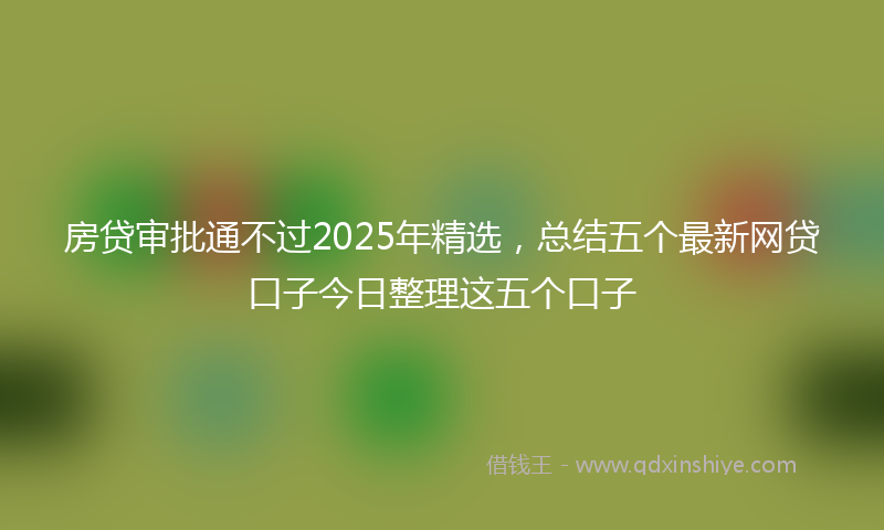 房贷审批通不过2025年精选，总结五个最新网贷口子今日整理这五个口子