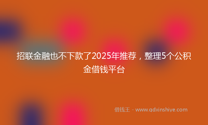 招联金融也不下款了2025年推荐，整理5个公积金借钱平台
