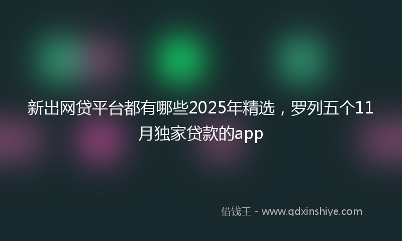 新出网贷平台都有哪些2025年精选，罗列五个11月独家贷款的app