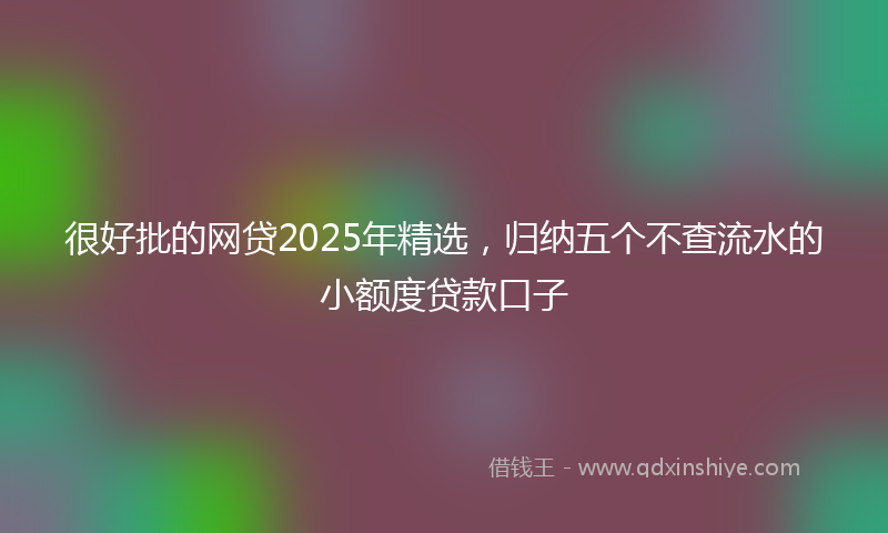很好批的网贷2025年精选，归纳五个不查流水的小额度贷款口子