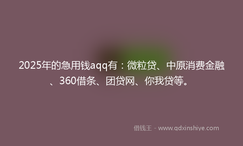 2025年的急用钱aqq有：微粒贷、中原消费金融、360借条、团贷网、你我贷等。