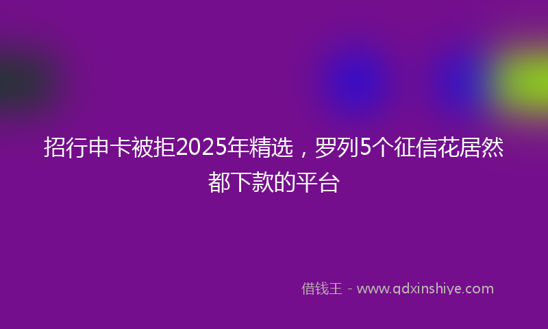 招行申卡被拒2025年精选，罗列5个征信花居然都下款的平台