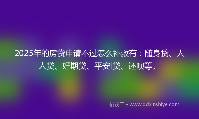 2025年的房贷申请不过怎么补救有：随身贷、人人贷、好期贷、平安i贷、还呗等。