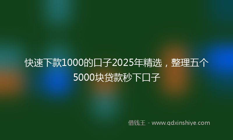 快速下款1000的口子2025年精选，整理五个5000块贷款秒下口子
