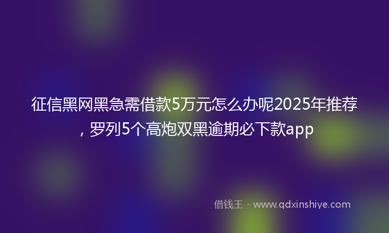 征信黑网黑急需借款5万元怎么办呢2025年推荐，罗列5个高炮双黑逾期必下款app
