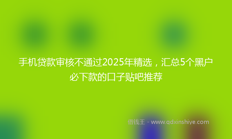 手机贷款审核不通过2025年精选，汇总5个黑户必下款的口子贴吧推荐