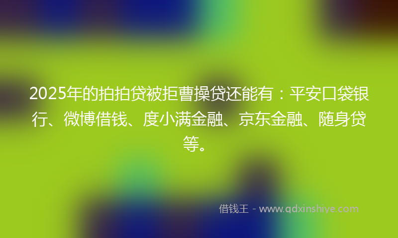 2025年的拍拍贷被拒曹操贷还能有：平安口袋银行、微博借钱、度小满金融、京东金融、随身贷等。
