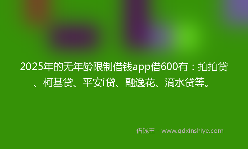 2025年的无年龄限制借钱app借600有：拍拍贷、柯基贷、平安i贷、融逸花、滴水贷等。