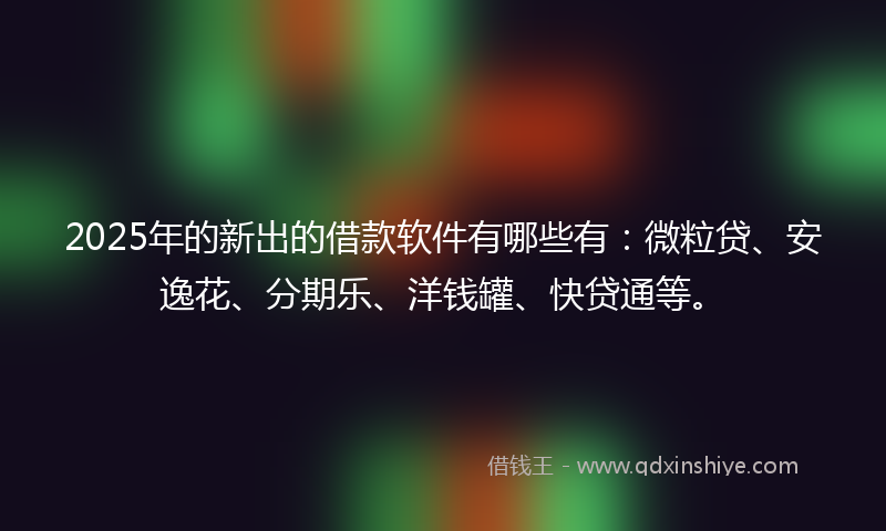 2025年的新出的借款软件有哪些有：微粒贷、安逸花、分期乐、洋钱罐、快贷通等。