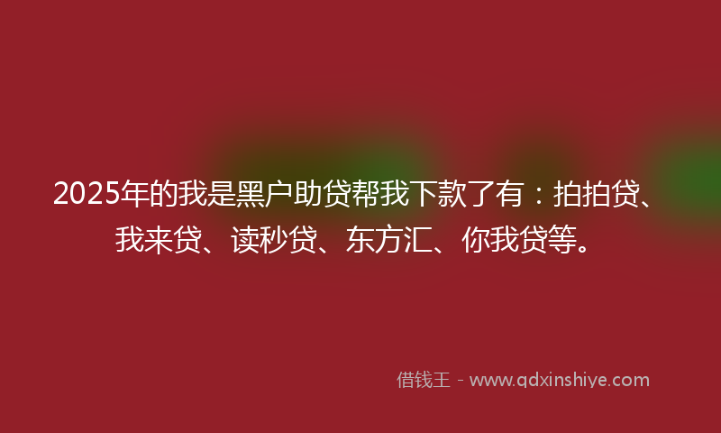 2025年的我是黑户助贷帮我下款了有：拍拍贷、我来贷、读秒贷、东方汇、你我贷等。