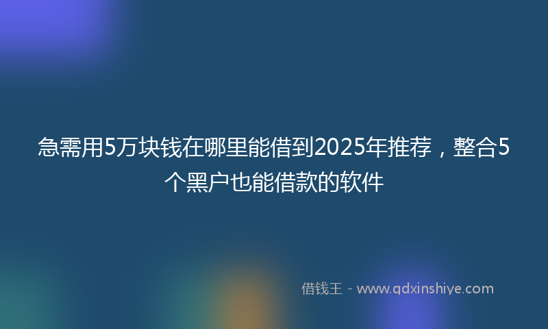 急需用5万块钱在哪里能借到2025年推荐，整合5个黑户也能借款的软件