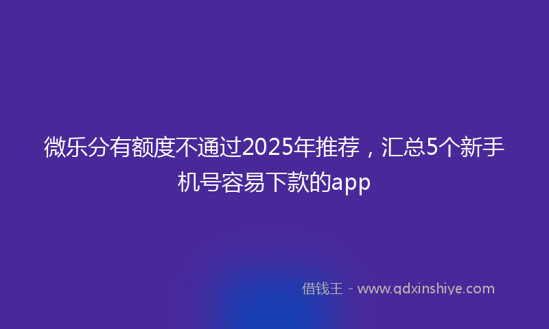 微乐分有额度不通过2025年推荐，汇总5个新手机号容易下款的app