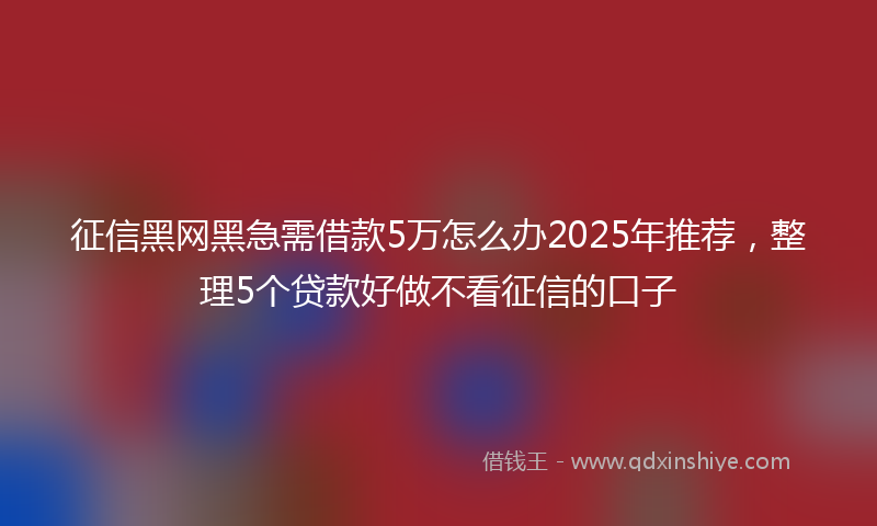 征信黑网黑急需借款5万怎么办2025年推荐，整理5个贷款好做不看征信的口子