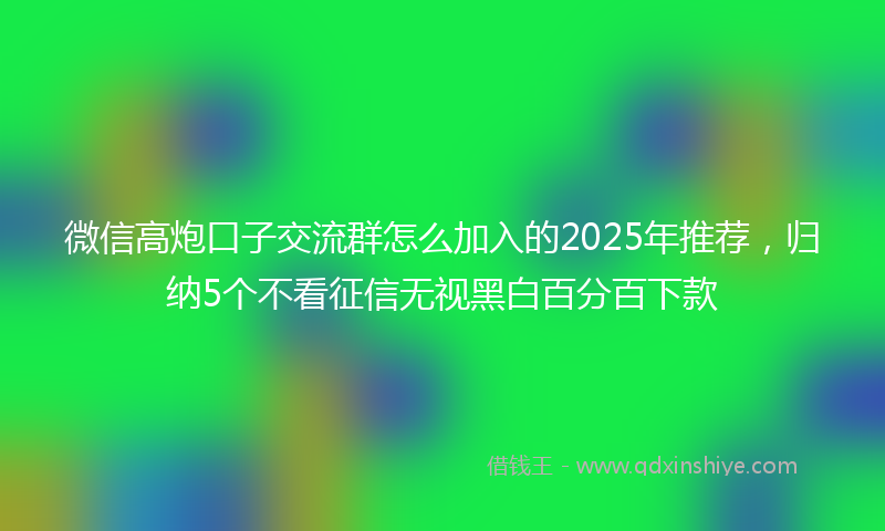 微信高炮口子交流群怎么加入的2025年推荐，归纳5个不看征信无视黑白百分百下款