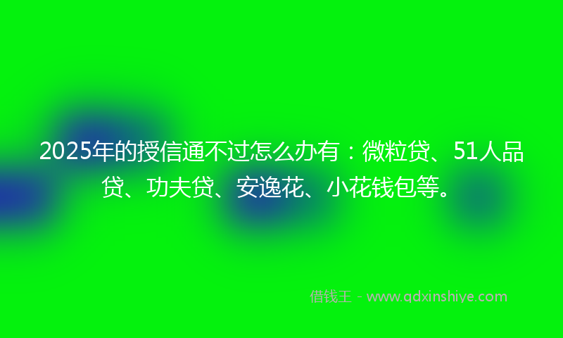 2025年的授信通不过怎么办有：微粒贷、51人品贷、功夫贷、安逸花、小花钱包等。