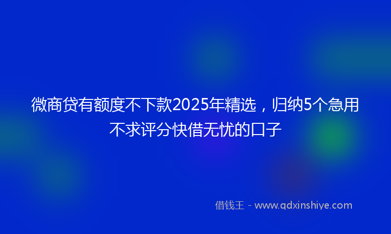 微商贷有额度不下款2025年精选，归纳5个急用不求评分快借无忧的口子