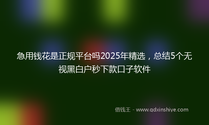 急用钱花是正规平台吗2025年精选，总结5个无视黑白户秒下款口子软件