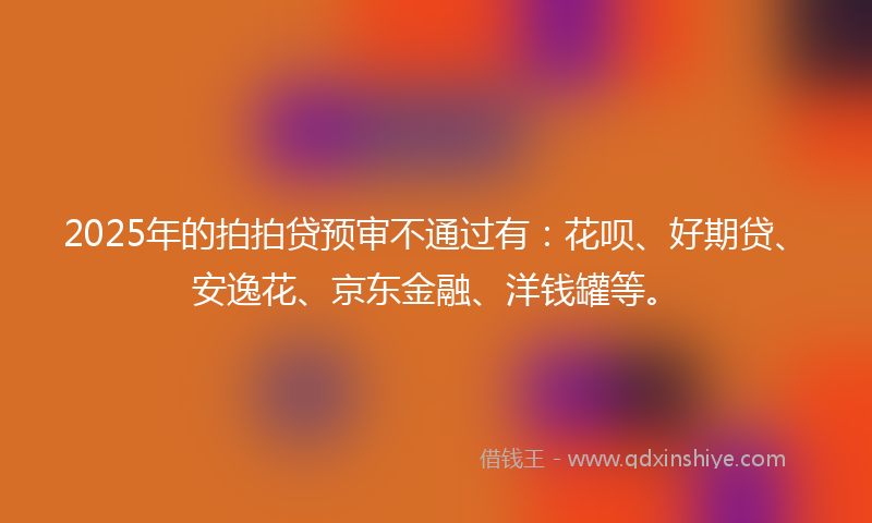 2025年的拍拍贷预审不通过有：花呗、好期贷、安逸花、京东金融、洋钱罐等。