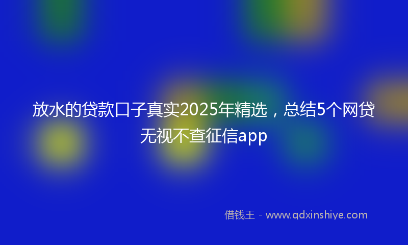 放水的贷款口子真实2025年精选，总结5个网贷无视不查征信app