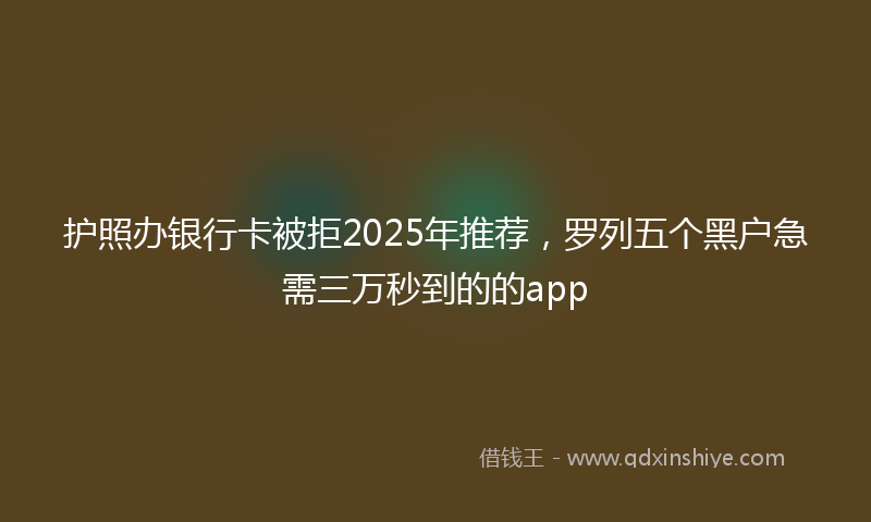 护照办银行卡被拒2025年推荐，罗列五个黑户急需三万秒到的的app