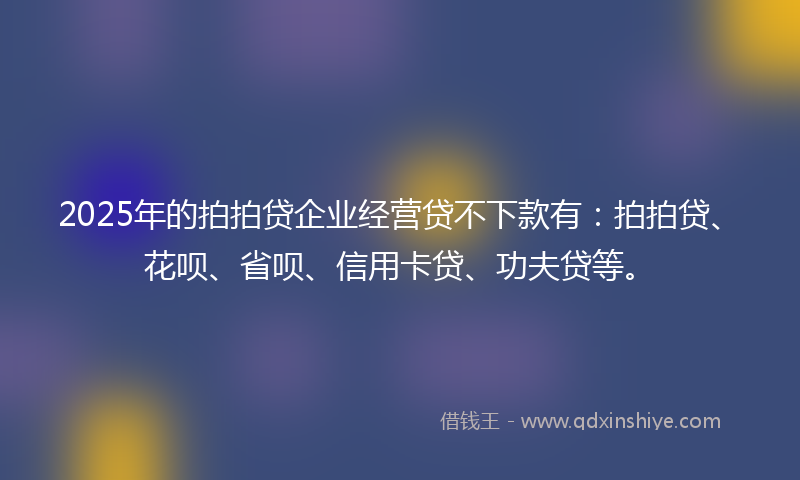 2025年的拍拍贷企业经营贷不下款有：拍拍贷、花呗、省呗、信用卡贷、功夫贷等。