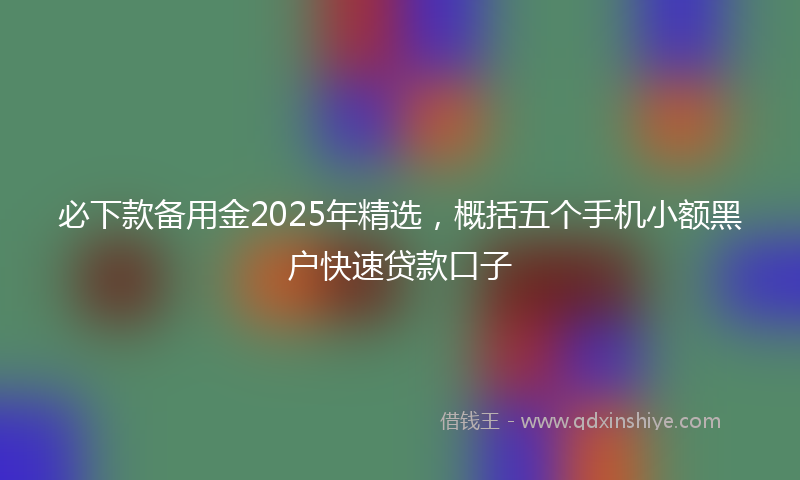 必下款备用金2025年精选，概括五个手机小额黑户快速贷款口子