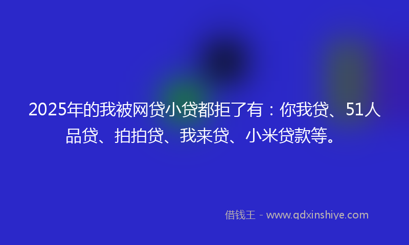 2025年的我被网贷小贷都拒了有：你我贷、51人品贷、拍拍贷、我来贷、小米贷款等。