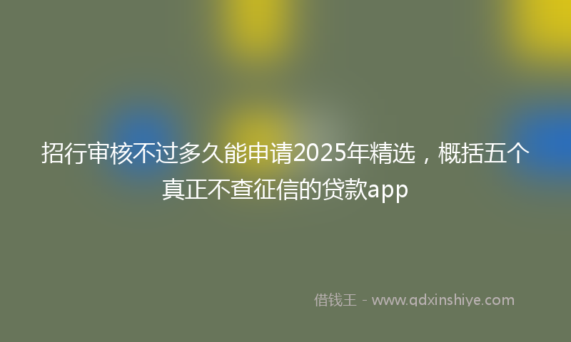 招行审核不过多久能申请2025年精选，概括五个真正不查征信的贷款app
