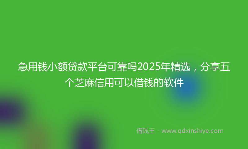 急用钱小额贷款平台可靠吗2025年精选，分享五个芝麻信用可以借钱的软件
