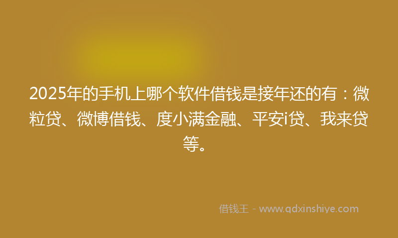 2025年的手机上哪个软件借钱是接年还的有：微粒贷、微博借钱、度小满金融、平安i贷、我来贷等。