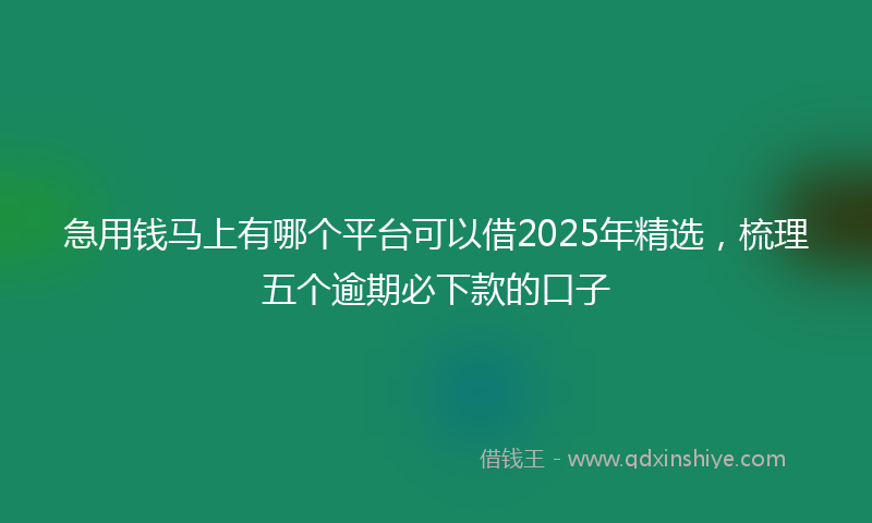 急用钱马上有哪个平台可以借2025年精选，梳理五个逾期必下款的口子